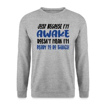 Morning Grouch Lazy Humor Gift Idea - Unisex Sweatshirt - salt & pepper - Front - Alina (178cm) & Michal (187cm)