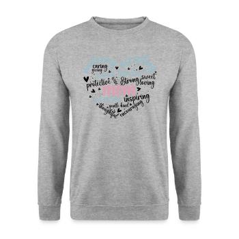 Muttertag Herz Geschenkidee Mama - Unisex Pullover - Weißgrau meliert - Vorne - Alina (178cm) & Michal (187cm)