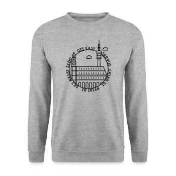 München Wahrzeichen Sprüche - Logo - Geschenk - Unisex Pullover - Weißgrau meliert - Vorne - Alina (178cm) & Michal (187cm)