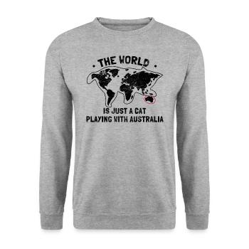 Chats Dire Humour Drôle Le Monde n’est qu’un chat - Sweat-shirt Unisexe - gris chiné - Devant - Alina (178cm) & Michal (187cm)