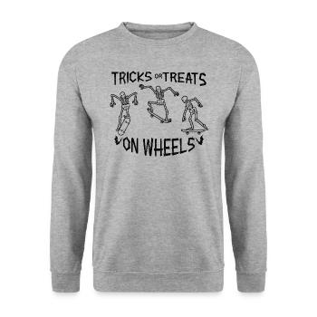 Halloween Skateboard Tricks Or Treats On Wheels - Unisex Pullover - Weißgrau meliert - Vorne - Alina (178cm) & Michal (187cm)