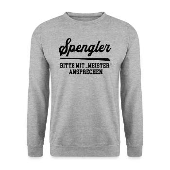 Spengler Meister Spenglermeister Dachdecker - Unisex Pullover - Weißgrau meliert - Vorne - Alina (178cm) & Michal (187cm)