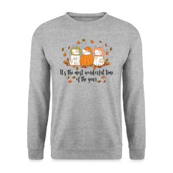 Herbst It's The Most Wonderful Time of The Year - Unisex Pullover - Weißgrau meliert - Vorne - Alina (178cm) & Michal (187cm)