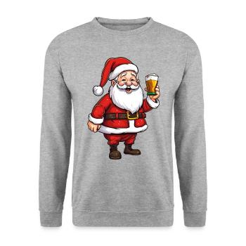 Santa Claus Beer Alcohol Cheers Mulled Wine Schnapps - Unisex Sweatshirt - salt & pepper - Front - Alina (178cm) & Michal (187cm)
