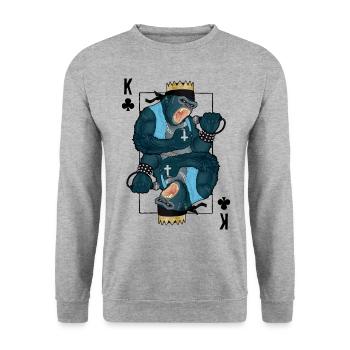 Rap King - Sweat-shirt Unisexe - gris chiné - Devant - Alina (178cm) & Michal (187cm)
