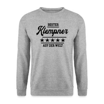 Bester Klempner der Welt weltbester Meister Chef - Unisex Pullover - Weißgrau meliert - Vorne - Alina (178cm) & Michal (187cm)