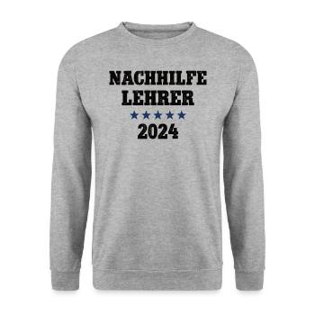 Nachhilfelehrer 2024 Lehrer Schule Nachhilfe - Unisex Pullover - Weißgrau meliert - Vorne - Alina (178cm) & Michal (187cm)