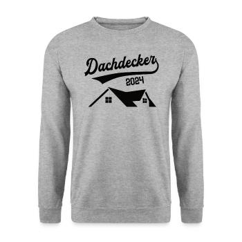 Dachdecker 2024 Beruf Dachdeckerei Bedachung - Unisex Pullover - Weißgrau meliert - Vorne - Alina (178cm) & Michal (187cm)