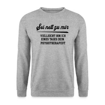 Physiotherapeut Krankengymnastik Physiotherapie - Unisex Pullover - Weißgrau meliert - Vorne - Alina (178cm) & Michal (187cm)