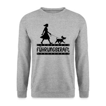Hundehalterin Geschenkidee Führungskraft Hund Witz - Unisex Pullover - Weißgrau meliert - Vorne - Alina (178cm) & Michal (187cm)