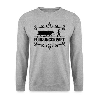 Führungskraft Kühe Landwirt Bauer Geschenkidee - Unisex Pullover - Weißgrau meliert - Vorne - Alina (178cm) & Michal (187cm)