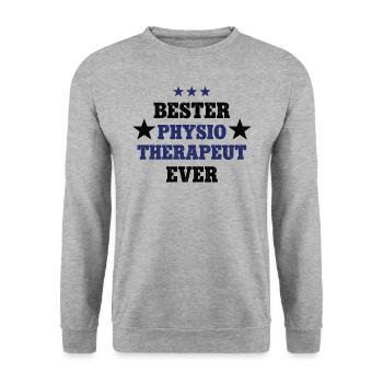 Bester Physio Therapeut Physiotherapie Therapeuten - Unisex Pullover - Weißgrau meliert - Vorne - Alina (178cm) & Michal (187cm)