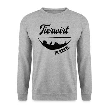TIerwirt in Rente Rentenbeginn Tierzucht Chef - Unisex Pullover - Weißgrau meliert - Vorne - Alina (178cm) & Michal (187cm)