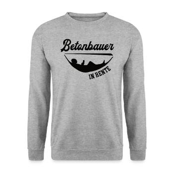 Betonbauer in Rente Rentenbeginn Betonbau Chef - Unisex Pullover - Weißgrau meliert - Vorne - Alina (178cm) & Michal (187cm)