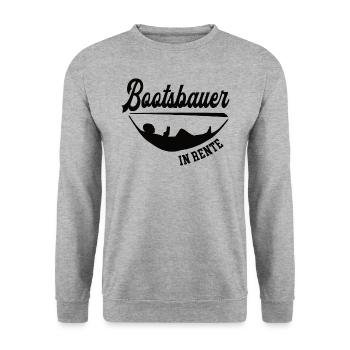 Bootsbauer in Rente Rentenbeginn Schiffsbauer Chef - Unisex Pullover - Weißgrau meliert - Vorne - Alina (178cm) & Michal (187cm)