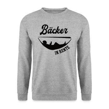 Bäcker in Rente Rentenbeginn Bäckerei Chef Meister - Unisex Pullover - Weißgrau meliert - Vorne - Alina (178cm) & Michal (187cm)