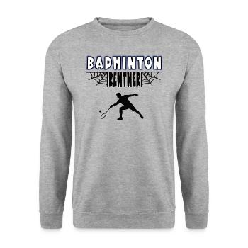 Badminton Rentner Badmintoner Rente Ruhestand - Unisex Pullover - Weißgrau meliert - Vorne - Alina (178cm) & Michal (187cm)