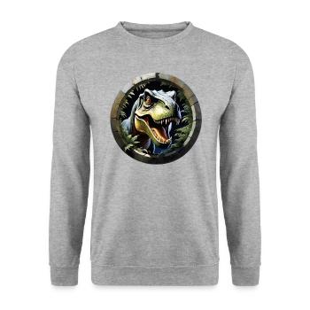 T-Rex - Sweat-shirt Unisexe - gris chiné - Devant - Alina (178cm) & Michal (187cm)