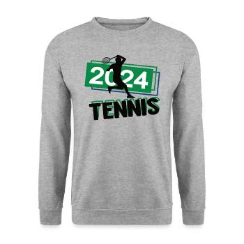 Tennis Spieler Team Turnier Mannschaft in 2024 - Unisex Pullover - Weißgrau meliert - Vorne - Alina (178cm) & Michal (187cm)