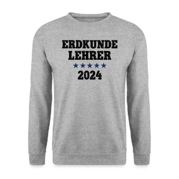 Erdkunde Lehrer 2024 Beruf Studium Lehramt Student - Unisex Pullover - Weißgrau meliert - Vorne - Alina (178cm) & Michal (187cm)