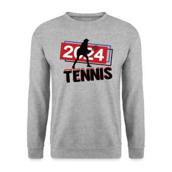 Tennis Spielerin Team Turnier Mannschaft 2024 - Unisex Pullover - Weißgrau meliert - Vorne - Alina (178cm) & Michal (187cm)