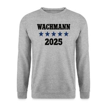 Wachmann 2025 Beruf Wachdienst Sicherheitsdienst - Unisex Pullover - Weißgrau meliert - Vorne - Alina (178cm) & Michal (187cm)