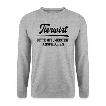 Tierwirt Meister Tierwirtmeister Tierzüchter Chef - Unisex Pullover - Weißgrau meliert - Vorne - Alina (178cm) & Michal (187cm)