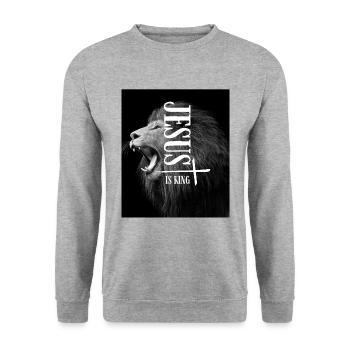 Jesus is King - Unisex Pullover - Weißgrau meliert - Vorne - Alina (178cm) & Michal (187cm)