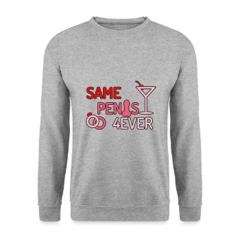 Same Penis Forever Junggesellenabschieds Party - Unisex Pullover - Weißgrau meliert - Vorne - Alina (178cm) & Michal (187cm)