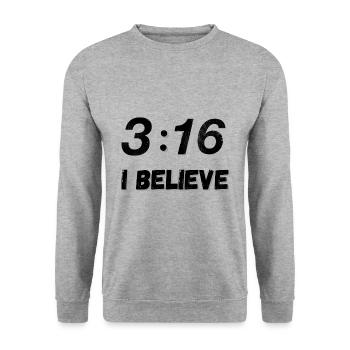 John 3:16 - Bible verse - Unisex Sweatshirt - salt & pepper - Front - Alina (178cm) & Michal (187cm)