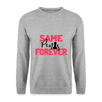 Same Penis Forever Junggesellenabschieds Party - Unisex Pullover - Weißgrau meliert - Vorne - Alina (178cm) & Michal (187cm)