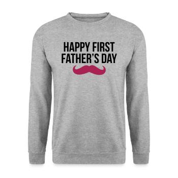Happy First father - vatertag - Unisex Pullover - Weißgrau meliert - Vorne - Alina (178cm) & Michal (187cm)