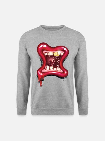 Grusel Schlund - Unisex Pullover - Weißgrau meliert
