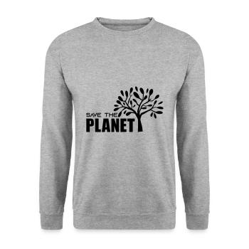SAVE THE PLANET - Unisex Pullover - Weißgrau meliert - Vorne - Alina (178cm) & Michal (187cm)