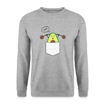 L’avocat sucré en poche fait du sport avec haltère - Sweat-shirt Unisexe - gris chiné - Devant - Alina (178cm) & Michal (187cm)
