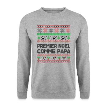 Premier Noël Comme Papa - Sweat-shirt Unisexe - gris chiné - Devant - Alina (178cm) & Michal (187cm)