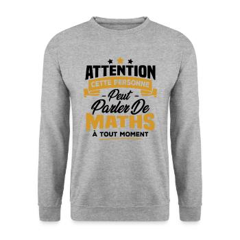 Cette personne peut parler de maths à tout moment - Sweat-shirt Unisexe - gris chiné - Devant - Alina (178cm) & Michal (187cm)