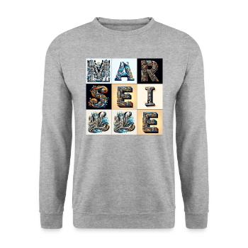 Marseille Warhol" - Sweat-shirt Unisexe - gris chiné - Devant - Alina (178cm) & Michal (187cm)