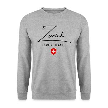 I Love Zürich, Zürich Schweiz - Unisex Pullover - Weißgrau meliert - Vorne - Alina (178cm) & Michal (187cm)