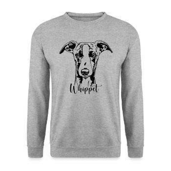 Whippet Portrait Dog Dogs Greyhounds Wilsigns - Unisex Sweatshirt - salt & pepper - Front - Alina (178cm) & Michal (187cm)