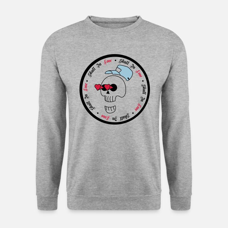 crâne dans l'amour - halloweem - crâne - Sweat-shirt Unisexe - gris chiné