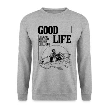 Good life - Unisex Pullover - Weißgrau meliert - Vorne - Alina (178cm) & Michal (187cm)