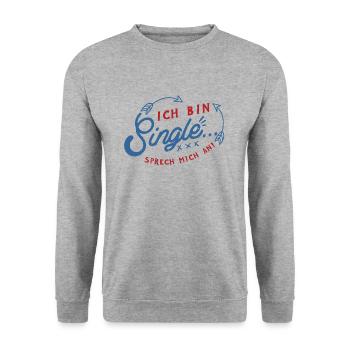Ich bin Single - Unisex Pullover - Weißgrau meliert - Vorne - Alina (178cm) & Michal (187cm)