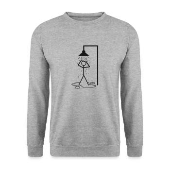 Dusche Strichmännchen - Unisex Pullover - Weißgrau meliert - Vorne - Alina (178cm) & Michal (187cm)