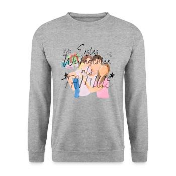 Erstes Weihnachten als Familie _ 1 - Unisex Pullover - Weißgrau meliert - Vorne - Alina (178cm) & Michal (187cm)