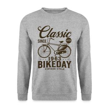 Fan De Vélo 1963 60 Ans Anniversaire Cycliste - Sweat-shirt Unisexe - gris chiné - Devant - Alina (178cm) & Michal (187cm)