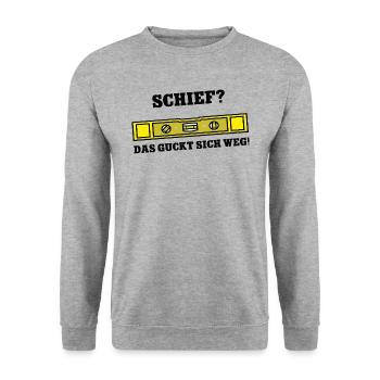 Schief Das Guckt Sich Weg Handwerker Wasserwaage - Unisex Pullover - Weißgrau meliert - Vorne - Alina (178cm) & Michal (187cm)