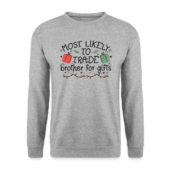 Boże Narodzenie najprawdopodobniej wymieni brata na prezenty - Bluza unisex - biało-szary melanż - Przód - Alina (178cm) & Michal (187cm)