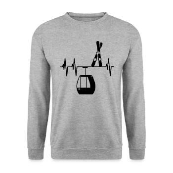Battements de cœur de ski - Sweat-shirt Unisexe - gris chiné - Devant - Alina (178cm) & Michal (187cm)