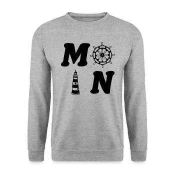 Moin - Unisex Pullover - Weißgrau meliert - Vorne - Alina (178cm) & Michal (187cm)